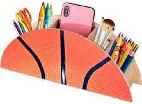 Wood Basketball Pencil Holder Basketball Ball Kids Desk Organization - Kids Pen Holder, Pencil Holder for Kids Desk, Kids Table Organizer, Pencil Stands for Kids (Basketball) in Saudi Arabia