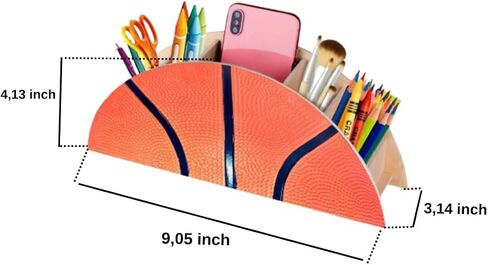 Wood Basketball Pencil Holder Basketball Ball Kids Desk Organization - Kids Pen Holder, Pencil Holder for Kids Desk, Kids Table Organizer, Pencil Stands for Kids (Basketball) in Saudi Arabia