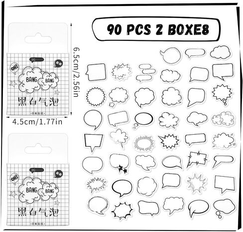 Blank Bubble Sticker Labels to Write on Decorative Dialog Box Paper Stickers, Mabor 90Pcs Adhesive Labels Cute Writing Stickers for Scrapbooking Water Bottle Journaling Envelope in Saudi Arabia