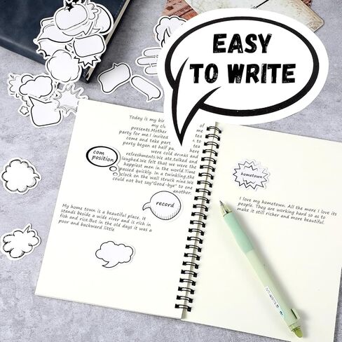 Blank Bubble Sticker Labels to Write on Decorative Dialog Box Paper Stickers, Mabor 90Pcs Adhesive Labels Cute Writing Stickers for Scrapbooking Water Bottle Journaling Envelope in Saudi Arabia