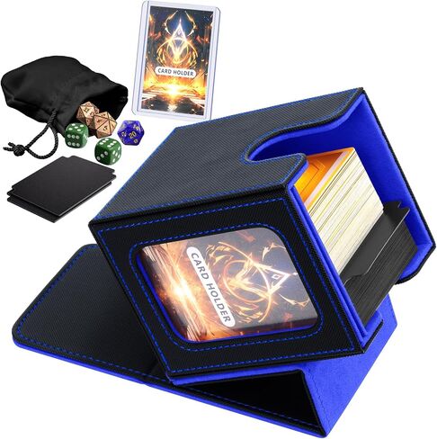 Homthy Card Deck Case with Commander Display, Card Storage Box Magic Commander Fits 100 Double Sleeved Cards Fit for MTG TCG and Sport Cards in Saudi Arabia