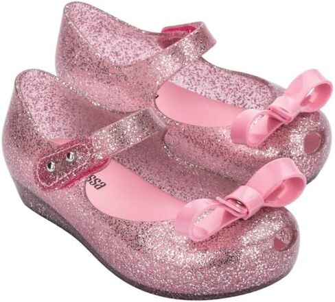 Melissa Mini Ultragirl Bow Mary Jane Flats for Toddlers and Babies - Comfortable & Cute Peep Toe Jelly Flat Shoes with Transparent Upper and Small Bow for Little Girls, Beige, 10 in Kuwait