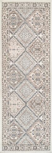 nuLOOM 2x6 Becca Traditional Tiled Area Rug, Taupe, Faded Transitional Design, Stain Resistant, For Bedroom, Dining Room, Living Room, Hallway, Office, Kitchen, Entryway in Saudi Arabia