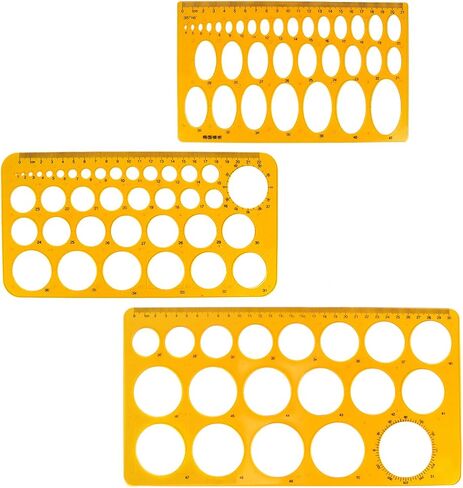 Bronagrand 3pcs Circle Stencils Templates Oval Templates Plastic Drawing Templates Ascetric Results Resucture Tool لصياغة المدارس والمكاتب ، 3 أنواع ، برتقالي واضح in Kuwait