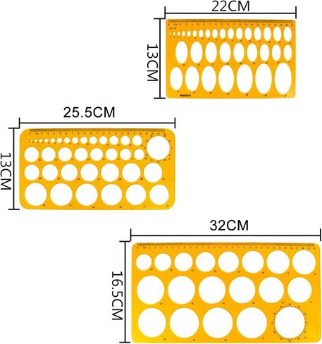 Bronagrand 3pcs Circle Stencils Templates Oval Templates Plastic Drawing Templates Ascetric Results Resucture Tool لصياغة المدارس والمكاتب ، 3 أنواع ، برتقالي واضح in Kuwait
