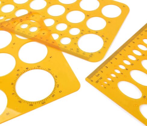 Bronagrand 3pcs Circle Stencils Templates Oval Templates Plastic Drawing Templates Ascetric Results Resucture Tool لصياغة المدارس والمكاتب ، 3 أنواع ، برتقالي واضح in Kuwait