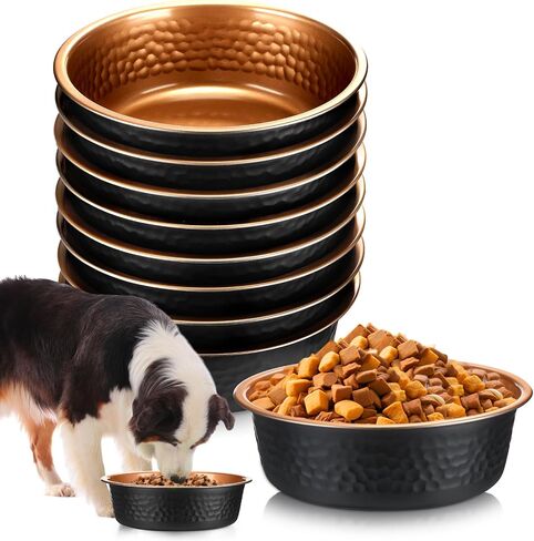 8 Pcs Hammered Stainless Steel Dog Bowls 4 Cup/32 oz, 6.9 Dia Metal Pet Food and Water Bowls Bulk Thickened Durable Replacement Dish for Small Medium Large Dog (Pink) in Kuwait