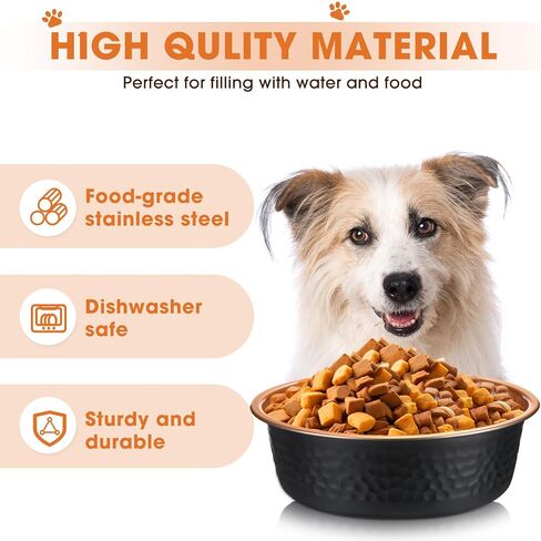 8 Pcs Hammered Stainless Steel Dog Bowls 4 Cup/32 oz, 6.9 Dia Metal Pet Food and Water Bowls Bulk Thickened Durable Replacement Dish for Small Medium Large Dog (Pink) in Kuwait