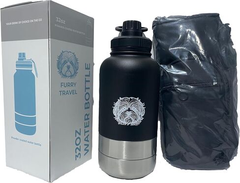 Dog Water and Bottle Portable Travel Dispenser – No-Spill Stainless Steel Canteen for On-The-Go Hydration – Insulated Pet Water Bottle with Built-in Drinking Bowl (Cream, 32 onz) in Saudi Arabia