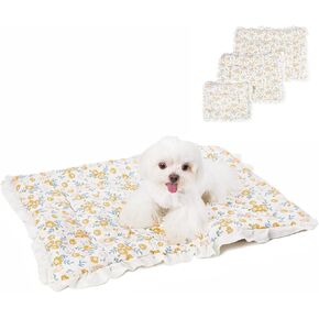Floral Dog Dog Bed Mat Plush Kennel Pad Winter Warm Cat Sleeping Mat Anti-Slip Puppy Bed Thicken Dog Bed for Small Medium Soft Comfy Green Large