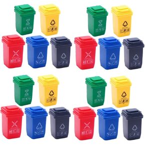 20 Pcs Mini Trash Can Doll House Sorting Garbage Bin Mini House Supplies Doll House Ornament Miniature Garbage Can Early Educational Toys Miniature Scene Model Miniature Trash Can