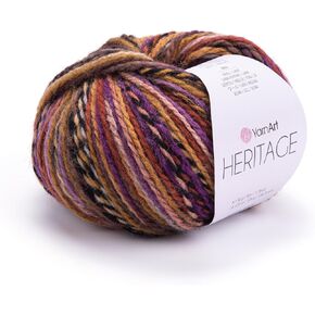 YarnArt Heritage Variegated Wool Yarn – Soft Medium Weight Blend for Sweaters, Cardigans, Scarves & Hats – Warm Winter Knitting & Crochet Fiber (342)