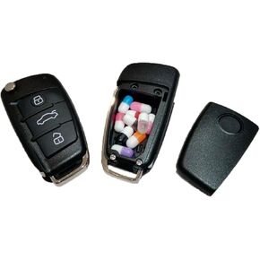 A6 Car Key Safe - Easy Open Hidden Secret Compartment Stash it Box Discreet Decoy Car Key Fob to Hide Store Money Jewelry Small Container to Keep Valuables Safe in Plain Sight Storage Rave Keychain