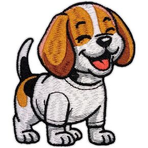 Buddy Beagle Patch – 3 inches, Cool Happy Dog Iron On Patch – Embroidered Beagle Dog Iron On Patches for Backpacks