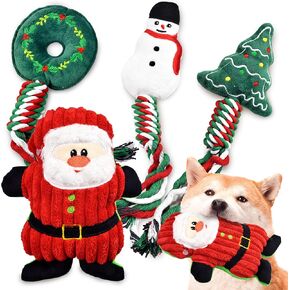4 Pack Christmas Dog Toys, Christmas Squeaky Dog Toys Gifts for Large Medium Small Puppy,Dog Chew Toys,Christmas Dog Toys Gift