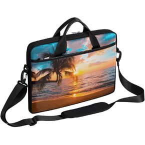 Summer Beach Coconut Tree Laptop Bag Case Shoulder Messenger Carrying Bag 13 14 15 Inch Waterproof Computer Sleeve Cover Compatible with MacBook/Notebook/HP Acer Dell Lenovo ASUS Laptop