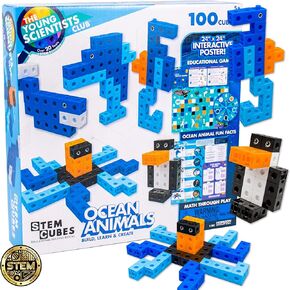 Ocean Animals STEM Cubes,Build,Learn & Create with 100+ Math Cubes Manipulatives,2-in-1 Educational Games,Math Cubes for Kids Ages 4-8,Multi,One Size