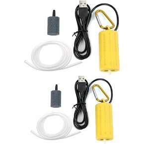 2PCS Aquarium USB Air Pump Portable Mini USB Aquarium Fish Tank Oxygen Air Pump Mute Energy Saving Fish Tank Air Pumps Yellow