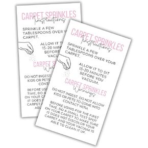 Carpet Sprinkles Freshener Instructions and Warning Label Pink Cards | 50 pk 2x3.5" DIY Crafters Deodorizer Jar Scents for Selling Packaging