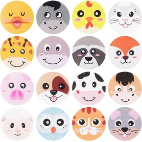 1000 Pieces Cute Animal Round Face Stickers, Cartoon Stickers for Kids Party Favor Birthday Classroom Decoration and Outdoor Activities (1" Diameter / 2 Rolls)