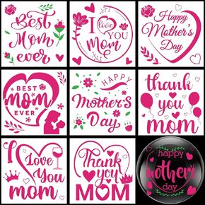 36 Pcs Mother's Day Balloon Stickers Happy Mom's Day Balloons Decor Mothers Day Balloon Decals DIY Letters Bobo Label Sticker Hot Pink for Mother's Day Celebration Party Favor Supplies