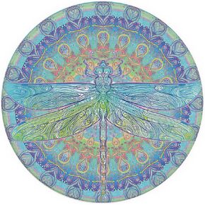 Dragonfly المزخرف في Mandala الأزرق النمط العرقي من لوحة الماوس الصغيرة 7.9x7.9 بوصات ، قابلة للانسجام مقطورة القماش مموز لجهاز الكمبيوتر المحمول المكتبي ، وسادات الماوس القاعدة غير القابلة للانزلاق للماوس اللاسلكي