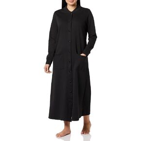 AmeriMark Women's Fleece Snap Front Long Bath Robe w/Patch Pockets & Neck Cuff