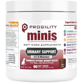 Nootie Progility Urinary Support Supplement for Dogs, Bladder Support and Urinary Tract Support for Dogs with Cranberry and D-Mannose, 90 Soft Chews per Container