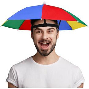 Umbrella Hat, 21IN Elastic Folding Funny Party Hats for Men and Women, Colorful Silly Crazy Headwear for Adults and Kids Novelty Gag Prank Gifts for Birthday Halloween Christmas