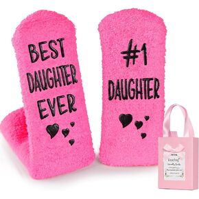 Funny Mom Socks Fuzzy, Best Mom Ever Gifts - #1 Mom Christmas Gifts for Mom Gifts from Daughter Son, Holiday Xmas Happy Birthday Gifts for Mom Wife, Presents for Mom Stocking Stuffers for Mom (Pink) in Kuwait