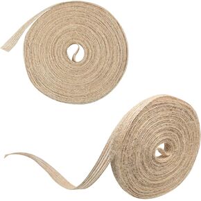 2PCS Burlap Craft Ribbon Roll, 3/8 Inch Brownish Tan Color Jute Ribbon Fishnet Weave Hemp Tying Ribbon for Party Decoration and DIY Craft Making