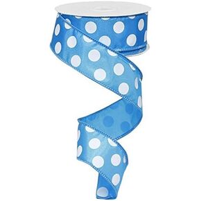Polka Dot Wired Edge Ribbon (1.5", Royal Blue White) - 10 Yards : RG158625