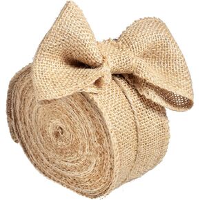 Natural Burlap Ribbons (2.5" Wide, 10 Yards)-No Wire, 100% Jute-DIY Art & Craft & Projects, Gift Wrapping, Bows, Indoor Outdoor Rustic Wedding Decoration, Trimming, Gift Basket