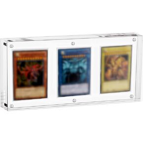 Auveach Clear Acrylic TCG Triple Card Frames, One-Touch-Open, Display Stands (Triple Pack, 20mm)