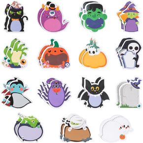 30 Pack Halloween Sticky Notes, Weird Characters Sticky Notepad Pumpkin Skull Ghost Witch Memo Pads Self-Adhesive Notes for Home Office School Classroom Student Party Favor (Total 600 Sheets)