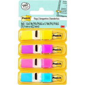Post-it Flags Small Page Flags in Dispensers, 0.5 x 1.75, Four Colors, 35/Color, 4 Dispensers/Pack