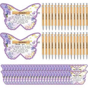 50 Sets Baby Shower Favors for Guest Butterfly Baby Shower Guest Gifts Retractable Baby Shower Pens Bamboo Pens Gender Reveal Greeting Cards Party Favors Christmas Gift New Year Gift