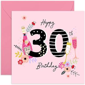 وسط 23 - بطاقة عيد ميلاد الثلاثين اللطيفة للنساء - "عيد ميلاد سعيد 30" - بطاقة عيد ميلاد حلوة لها - بطاقة عيد ميلاد ممتعة - تأتي مع ملصقات لطيفة