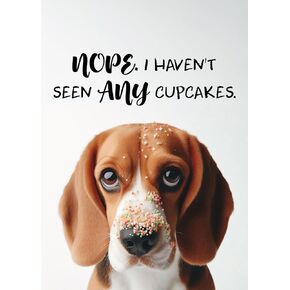 Gooji 5x7 Funny Dog Birthday Card – Adorable Beagle Design and Sweet Birthday Wishes Cupcake, Funny Birthday Card for Husband, Birthday Card for Wife, Men, Women