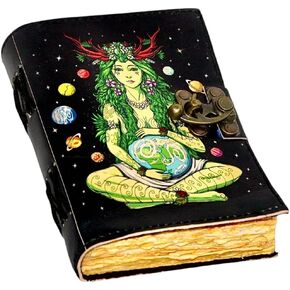 Charmed spellbook Yule Decorations Decor Leather Vintage journal for women and men Unlined deckle edge paper book of shadows hocus pocus writing notebook diary sketch book gifts for artists Witch