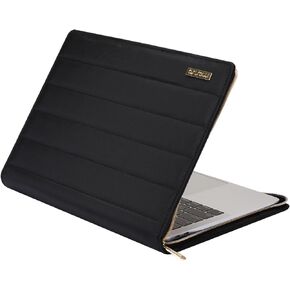 MOSISO Laptop Sleeve Compatible with MacBook Air 13 inch M3 A3113 M2 A2681 M1 A2337 A2179 A1932/Pro 13 M2 M1 A2338 A2251 A2289 A2159 A1989 A1706 A1708, Horizontal Quilted Portfolio Case Cover, Black