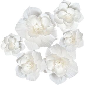 36 PCS الأنسجة الزهور الورقية ، زهور الزهور الورقية الكريب ، زهرة الورق الكبيرة W 3D Butterfly for Baby Shower Room Wedding Garden Garden Party & Events Wall Décor (Pink White)