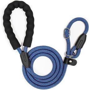 WePet Dog Training Slip Leash, No Pull, Durable Reflective Lead, Puppy Heavy Duty Loop Rope, Comfortable Handle, 6 ft, 1/2 inch, diam. Blue/Red