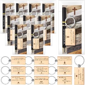 Spakon Christian Gifts Bulk, Mini Bible Verse Keychains Scripture Religious Pens with Inspirational Bookmarks for Men Women Easter Mother's Day Church Gifts Sunday School