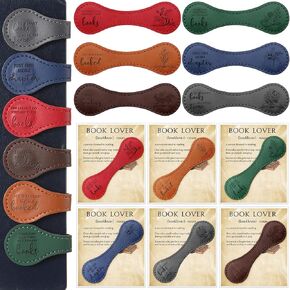 12 Sets Book Lovers Gift Leather Bookmark Magnetic Bulk Magnetic Bookmark Clips with Cards OPP Bag Page Markers Book Club Gift for Women Men Readers Lovers