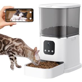Automatic Cat Feeder with Camera - HD Video with Night Vision, 2.4G WiFi Pet Feeder with 2-Way Audio, Food Treat Dispenser for Cat & Dog, with APP Control and Timer, 6L Automatic Cat Feeder in Saudi Arabia