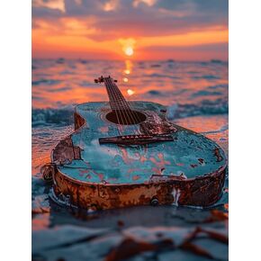 Pavemlo 5D Diamond Art Kits for Adults Guitar, Full Drill Diamond Art Pictures Paint with Diamonds, DIY Cross Stitch Jewel Art Rhinestone Craft for Home Wall Decor (12X16 Inch)@z283