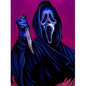 HONGJIE 5D DIY Diamond Art Painting by Number Kits Horror Movie 12x16 Inch forRound Full Drill Rhinestone Cross Stitch Mosaic Art for Home Wall Decoration and Gift Option.2