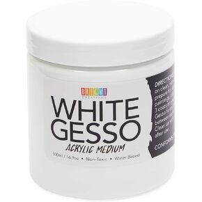 Bright Creations 17oz White Gesso Canvas Primer for Painting, Acrylic Paint Medium for Arts and Craft Supplies (500 ml)
