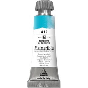 MaimeriBlu 12ml Single-Pigment Watercolor Paint - Turquoise Cobalt PB28 Professional Watercolor Paint - Lightfast and Transparent Watercolor Paint Tube for Artists